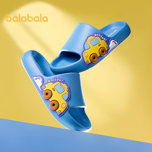 Balabala children's shoes children's slippers boys and girls bathroom shoes home and outdoor wear summer new cartoon blue tone 00388 19 (inner length 19cm suitable for feet 18cm long)