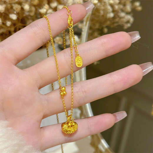 Youshu 18k gold good luck small gold lock necklace for women 2025 new fruitful little koi good luck clavicle chain fruitful necklace