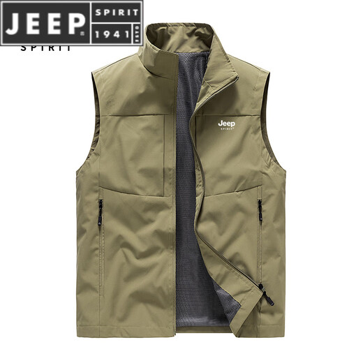 JEEP SPIRIT vest men's 2025 new spring and autumn workwear stand-up collar sleeveless middle-aged vest jacket off-white spring and autumn M