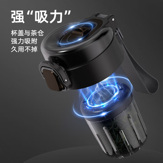 Fuguang one-click pop-up magnetic tea cup Tritan material tea separation cup plastic water cup black 720ml