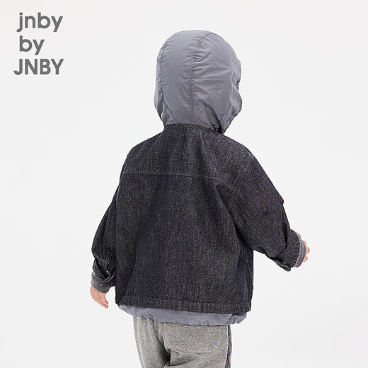 Jnby by JNBY new model Jiangnan Buyi baby hooded denim jacket plus velvet jacket 25 spring boys and girls baby YP1610440 991/denim navy 80 cm