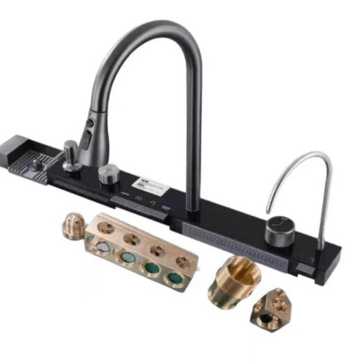 Jomoo all-copper waterway customized version of high-quality one-to-one configuration Whale Rainfall Waterfall pull-out hot and cold faucet 80x45