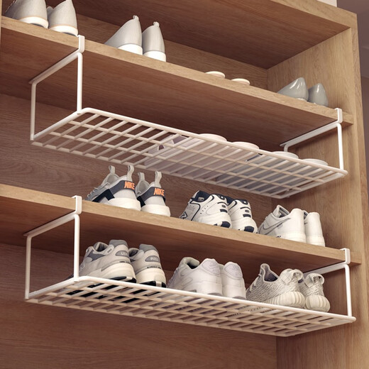 Ou Runzhe Folding Shoe Rack Free of Installation Door Shoe Cabinet Hanger Layered Partition Shoe Holder Basket Storage Rack 60cm White