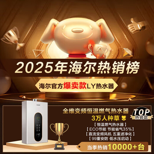 Haier produces leader leader gas water heater natural gas 12L household strong exhaust type energy-saving gas-saving WIFI national subsidy 15% LY/LS1D/model/utspro 12L LY must choose leader for a price of 100 yuan