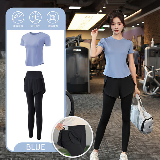 Fluniyu Sports Suit Women's Running Breathable Quick-Drying Fitness Wear Summer Yoga Wear Pilates Training Wear Black Short Sleeve Two-piece Set (Black Pants) M Recommended Weight 80-100 Jin Jin equals 0.5 kg