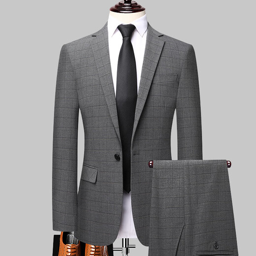 SUSTYLE luxury high-end brand men's high-end suit suit men's new business professional formal suit dress gray gift box XL 175