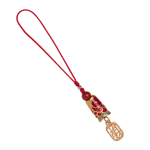 Hangyun Youshell Koi mobile phone lanyard carp mobile phone chain key chain pendant exquisite mobile phone chain pendant for men and women couple bag pendant Chinese style ancient trend mobile phone U disk anti-lost rope Ruyi Koi-double bead style
