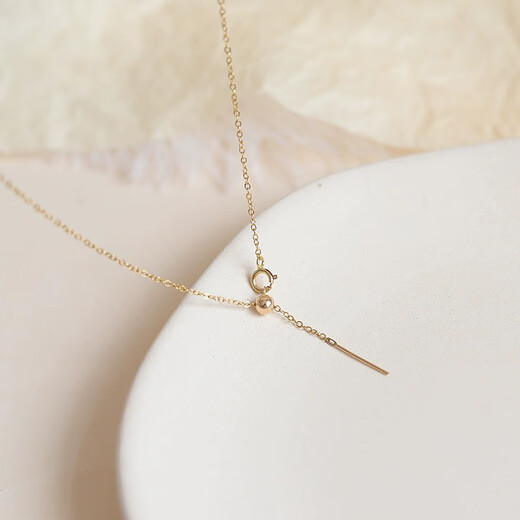 Yage imported from the United States 14K gold-plated fine flash o needle necklace Passepartout hanging pendant naked chain can be worn in the shower, the total length is about 45cm adjustable