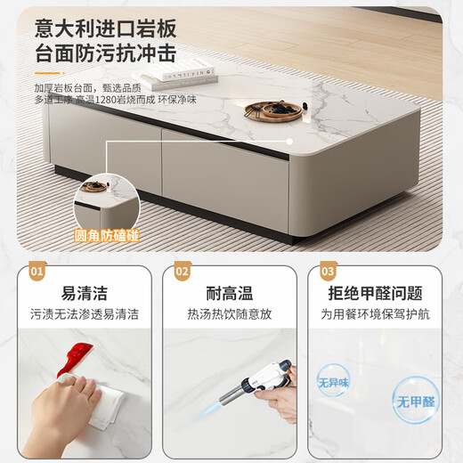 Termite solid wood painted TV cabinet floor-standing simple light luxury style slate TV cabinet coffee table combination cabinet living room storage cabinet 2.4 meters TV cabinet solid wood painted