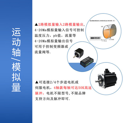 Yue Changsheng domestic Chinese programming PLC motion controller 24 in 24 out multi-function time relay PLC2/4/6 axis + four axis with encoding + two-way AO USB to serial port cable