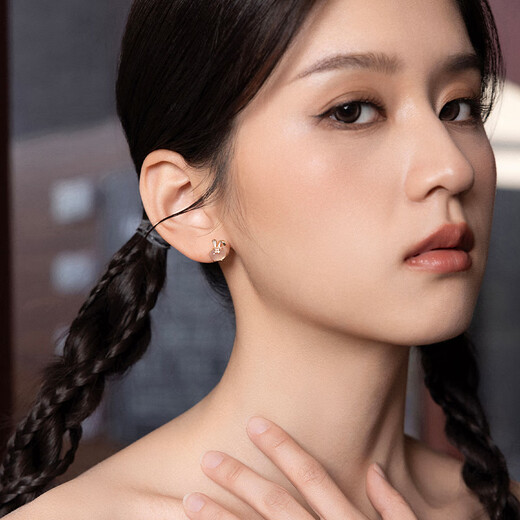 Saturday Fortune (ZLF) S925 silver chalcedony earrings for girls, cute rabbit earrings, gift for girlfriend, a pair of earrings