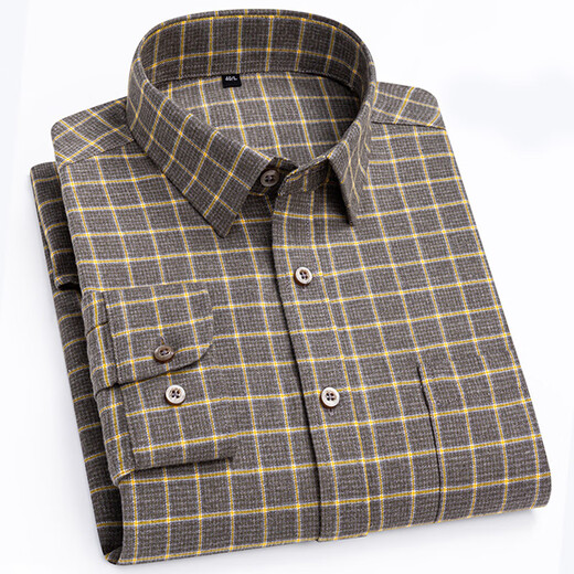 诺贝尔保罗（NOBOLPAUL）100%纯棉长袖衬衫男加厚免烫法兰绒全棉磨毛格子中青年衬衣男装 MG693暗绿格 41