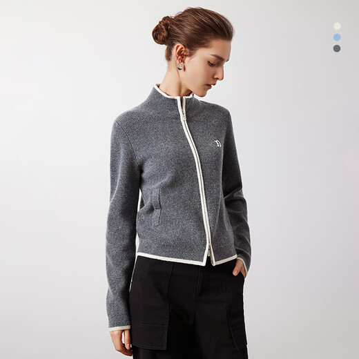 Navigare Italian dinghy women's wool sweater cardigan jacket 2334094503 gray/white M