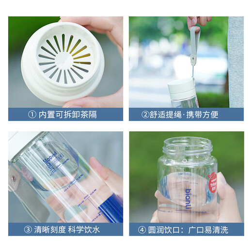 LNGA LANDGRE German imported quality tritan water cup for men, summer sports, high temperature resistant student tea cup, female plastic large capacity, American tritan material, white (with 800ml