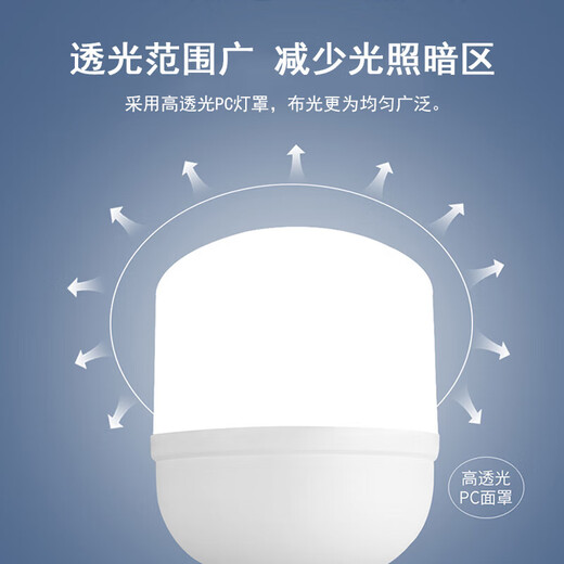 Jinggong LED high-power light bulb E27 large screw socket high-power property factory commercial high-brightness light source 20W white light