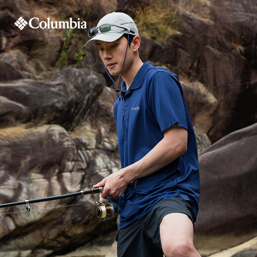 Columbia outdoor spring and summer men's fishing series moisture-absorbent and quick-drying sports short-sleeved POLO shirt FE1038 469 XL (185/104A)