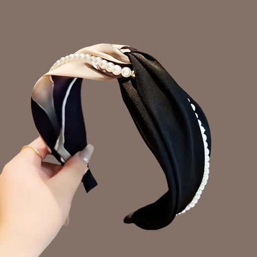 Keegfeg wide-brimmed headband, high-end female hair-pressing headband, 2025 new retro fashion hairpin, high skull top, face-showing small headwear, main picture color