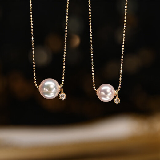 DRJEFUN natural pearl necklace round freshwater pearl s925 sterling silver passepartout transfer bead pearl necklace silver and diamond bean chain 6A grade freshwater pearl 10-11mm