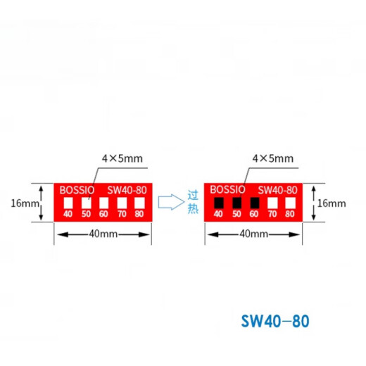 XMSJSW-80不可逆测温纸变色示温贴片温度贴纸感温标签热敏试纸 SW80-12040片/张