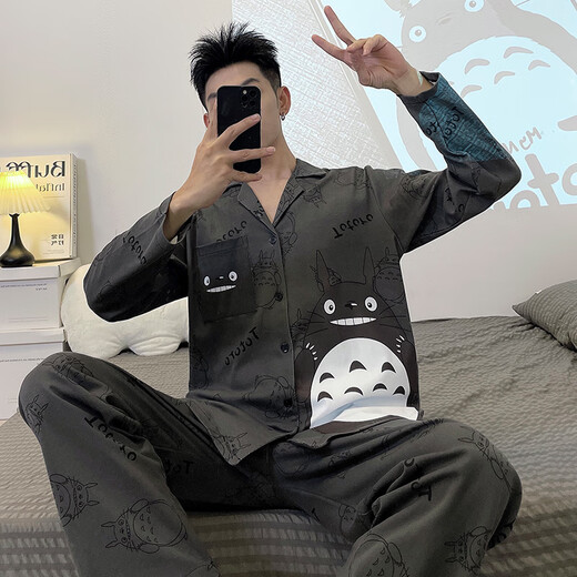 猫人男士睡衣长袖长裤春秋季青少年男生卡通学生加肥加大码家居服 9923男款 2XL 标准(高180\180斤)