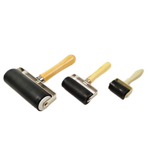 Pu Cheng cross-border printmaking tool roller rubbing ink rubber roller wooden handle 10cm art rubber roller wooden mushroom Malian wood board painting 1 6cm roller (wooden handle)