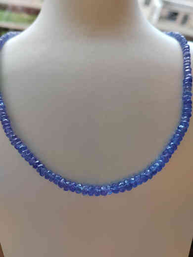 Shilian Natural India imported tanzanite necklace high-quality ice-transparent gem-grade blue-purple necklace pink tourmaline necklace bracelet high-quality ice-transparent tanzanite necklace about 3-4.2