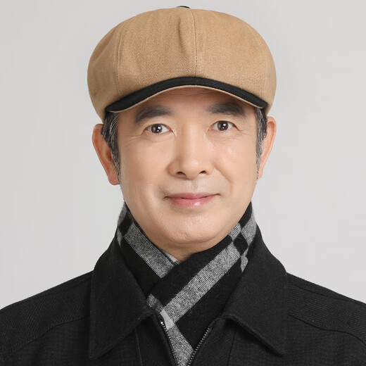 Product design spring and summer pumpkin hat for middle-aged men in autumn new retro octagonal hat dad hat western style grandpa autumn and winter trend khaki M elastic (57 to 59c)