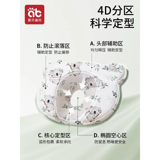 Aibedila baby shaping pillow for 0 to 6 months and above to correct head shape, correct and prevent eccentric head, 1 year old and 3 years old, silicone newborn baby pillow