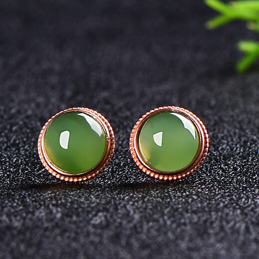 Tausendjährige Jade Hetian Jade-Ohrringe, 18K-Gold-Golben-Jade-Jade-Jade-Jade-Ohrringe von Frauen [zwei silbergelobte Jade-Katzenaugen] QZX692I