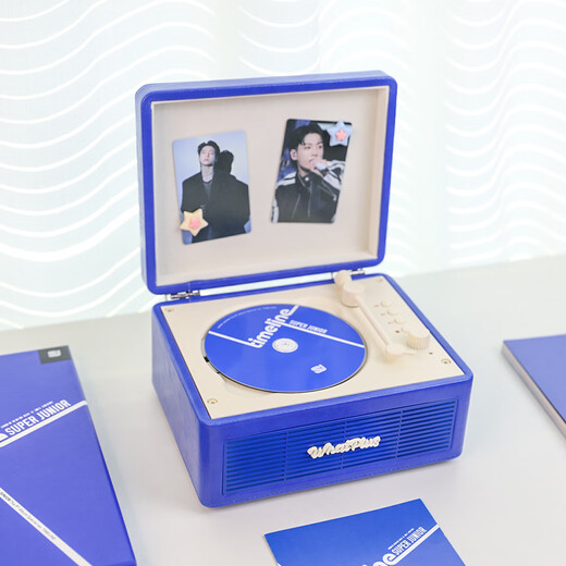 Ask Plus WHATPLUS C300 all-in-one CD player audiophile album player retro CD player record player shape Bluetooth speaker Bluetooth cd player birthday gift C300 Klein Blue 2nd generation + genuine CD