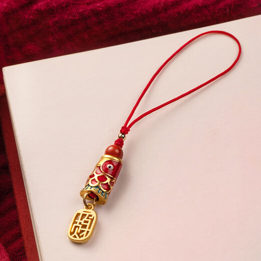 Hangyun Youshell Koi mobile phone lanyard carp mobile phone chain key chain pendant exquisite mobile phone chain pendant for men and women couple bag pendant Chinese style ancient trend mobile phone U disk anti-lost rope Ruyi Koi-double bead style