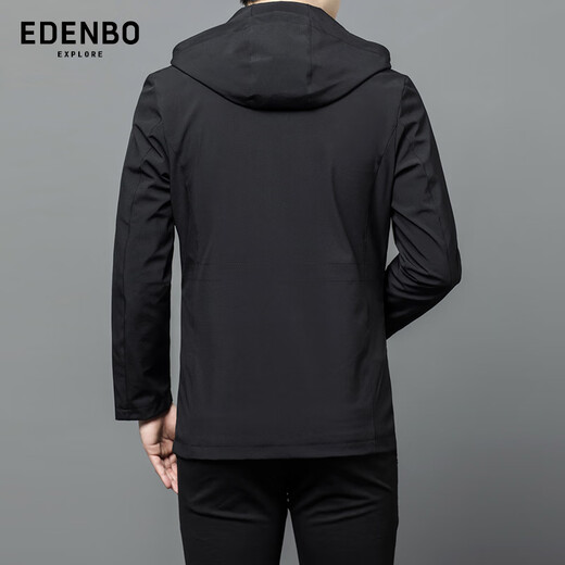 Attenborough Men's Casual Hooded Jacket Men's Autumn and Winter Jacket Windproof Jacket Black - Upgraded Model 175/92A (XL)