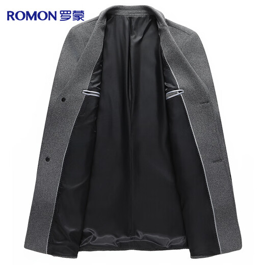 Lomon Woolen Coat Men's Mid-Length Windbreaker Men's Autumn and Winter Youth Casual Woolen Coat Top Thickened Jacket