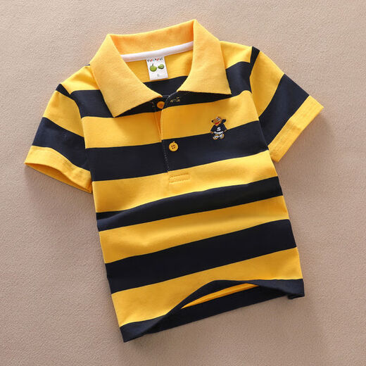 Kinderbekleidung Jungen Kurzarm-T-Shirt Kinder-Sommerkleidung 2024 neue mittlere und große Kinder halbärmeliges Revers gestreiftes POLO-Shirt-Oberteil 9214 Kurzarm 110