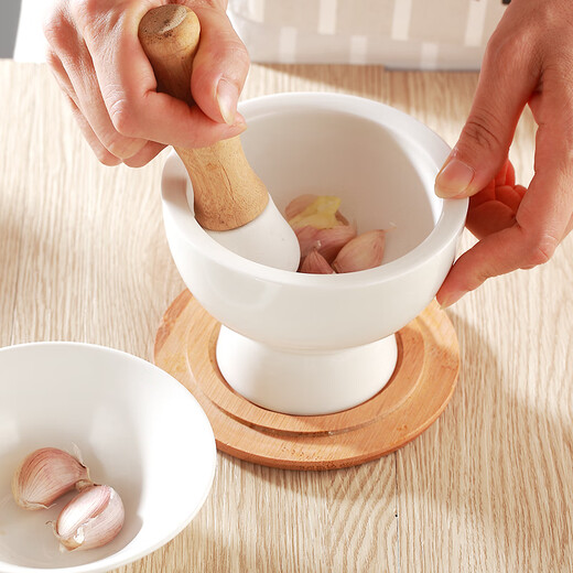 Beijia mortar ceramic high-strength porcelain pounding jar mortar large garlic pounding grinder household garlic pounding ceramic mortar 14CM