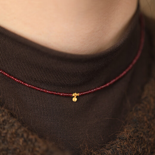 Li Shen 18k gold stone bracelet necklace imported laser gold pearl triangle pearl pigeon blood red beads strand broken gold bracelet