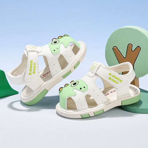 B.Duck little yellow duck children's shoes children's sandals summer boys and girls baby toddler shoes anti-kick toe shoes 6814 meters green 23