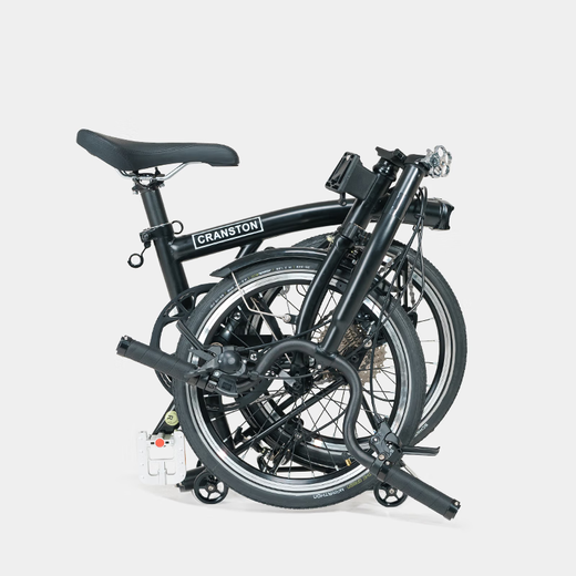 CRANSTON matte black tri-folding bicycle adult ultra-light portable retro 9-speed 16-inch bicycle 16-inch Matte black/matte black S handle