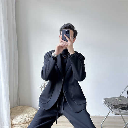 DK high-end men's casual style suit suit men's spring and autumn Korean style trendy loose casual high-end suit two-piece white suit + pants S 120Jin Jin is equal to within 0.5 kg