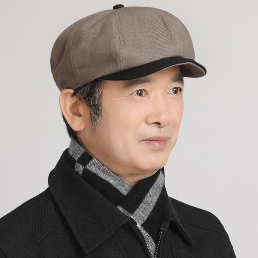 Product design spring and summer pumpkin hat for middle-aged men in autumn new retro octagonal hat dad hat western style grandpa autumn and winter trend khaki M elastic (57 to 59c)