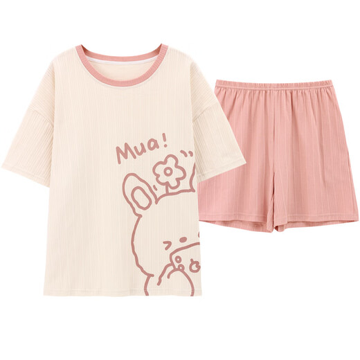 Catman 2025 Neuer Sommer kurzärmeligte Pyjamas für Frauen-Baumwoll-Cartoon Süßes süßes Mädchen kann außerhalb der G6627 M getragen werden