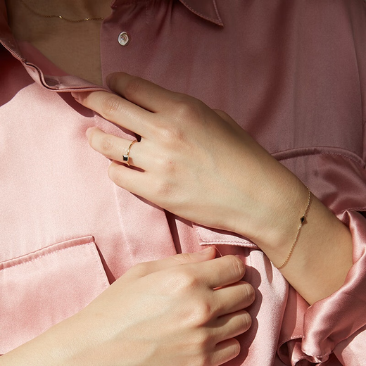 Caizhi YIN Yin series black agate bracelet 18K gold gemstone stacked bracelets black agate chain length 15+2cm