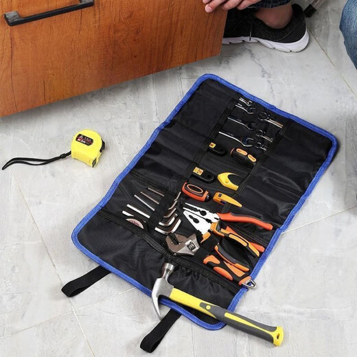 Yingtang tool bag canvas wear-resistant thickened roll repair accessories bag plumber carpenter car simple handbag red - roll tool bag does not include tools