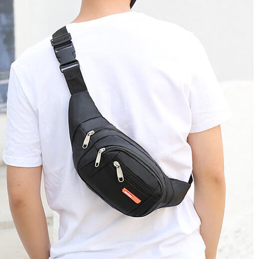 New style waist bag men's construction site multi-functional sports mobile phone cashier business waist bag water-repellent and wear-resistant crossbody chest bag black 4-layer/water-repellent