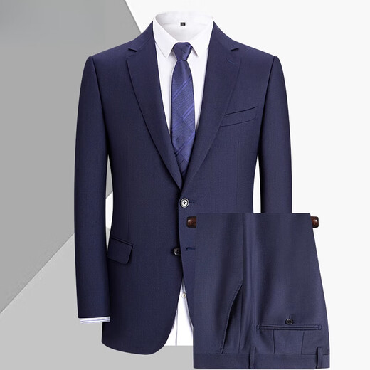 JIARMAY High Luxury High-end Suit Suit Men's Formal Wedding Banquet Business Double-breasted Silk Wool Suit Men's Royal Blue 165B