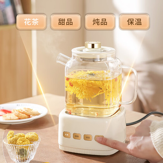JIEXG health pot mini health cup electric stew cup office teapot teapot small one-person flower teapot kettle electric teacup 1L stand-alone model 0 glue all glass