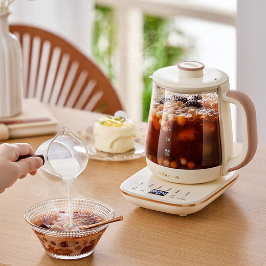 Bear small bubble health pot office kettle noise reduction anti-foam 1 liter mini glass flower teapot thermostatic kettle tea boiler tea kettle YSH-L10P1 1L