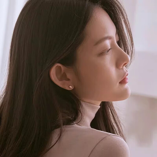 OFK Old Phoenix 999 Gold Ear Hole Hypoallergenic Earrings Small Gold Peas Mini Gold Beads Small Ears Sparkling Gold Frosted Old Phoenix Gold Store Style 3mm (Mini)