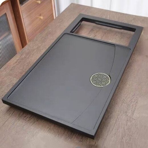 Synthetic black gold stone tea tray, household tea table, kettle, one-piece office fully automatic set, one-piece stone tea tray, 80*45 length + bottom water glass furnace (one piece)