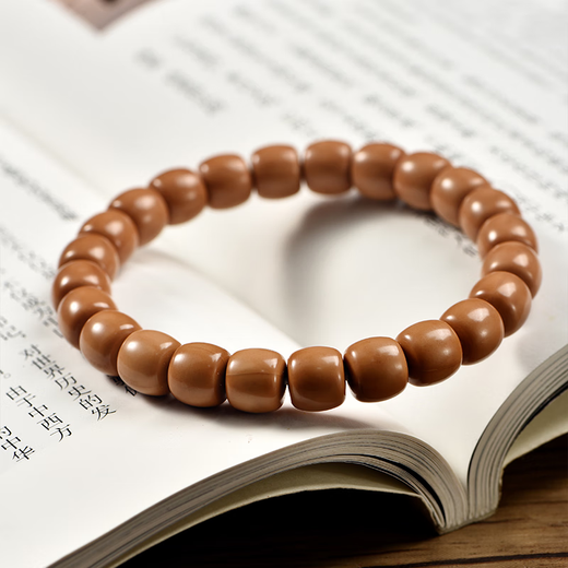 Carp Hericium Head Bracelet Olive Core Point Straight Cut Old Barrel Bead Walnut Single Circle Toy Men and Women Original Leather Original Color 10mm
